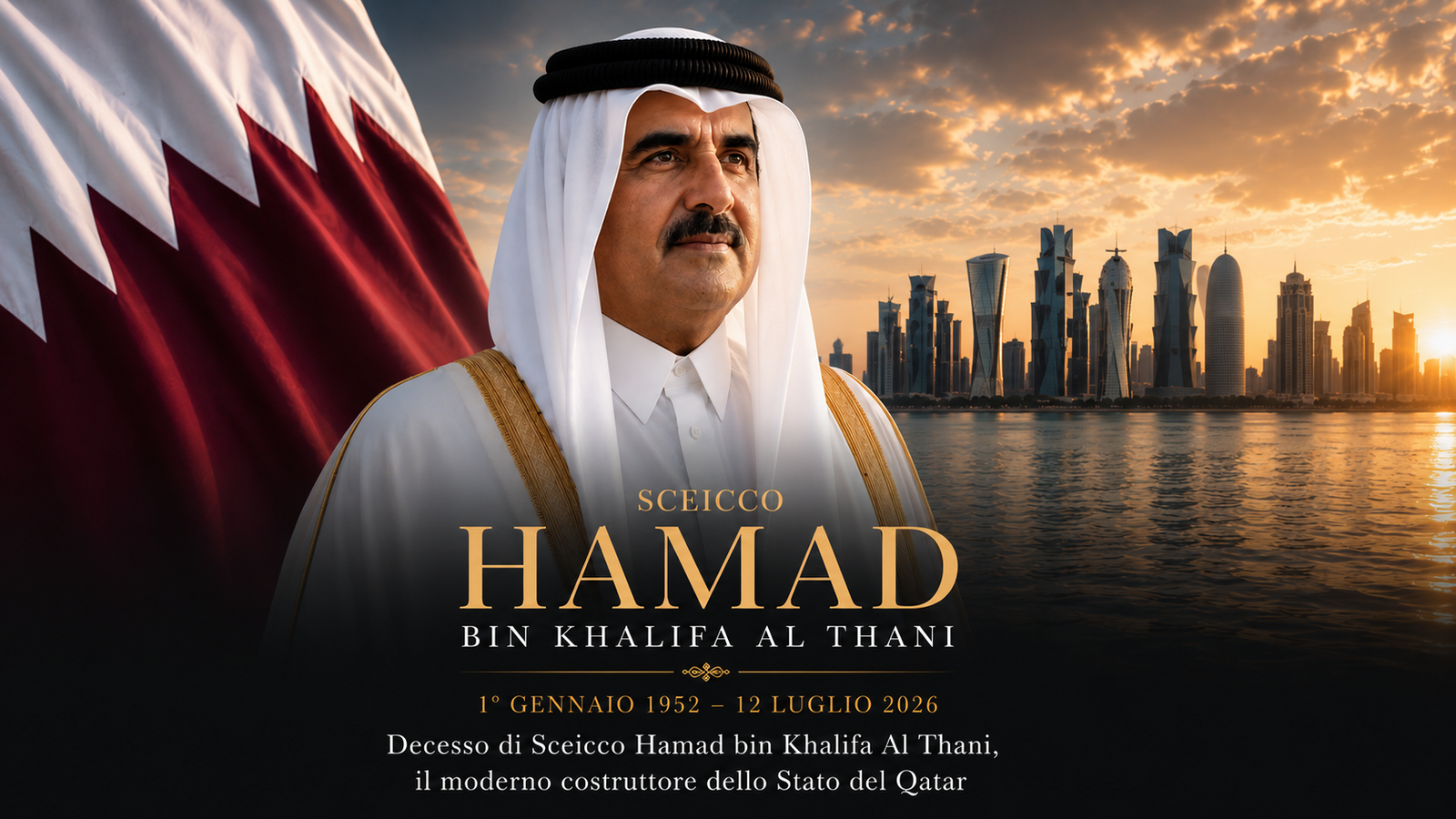 Morte dell’emiro Sheikh Hamad bin Khalifa Al Thani, costruttore del Qatar moderno