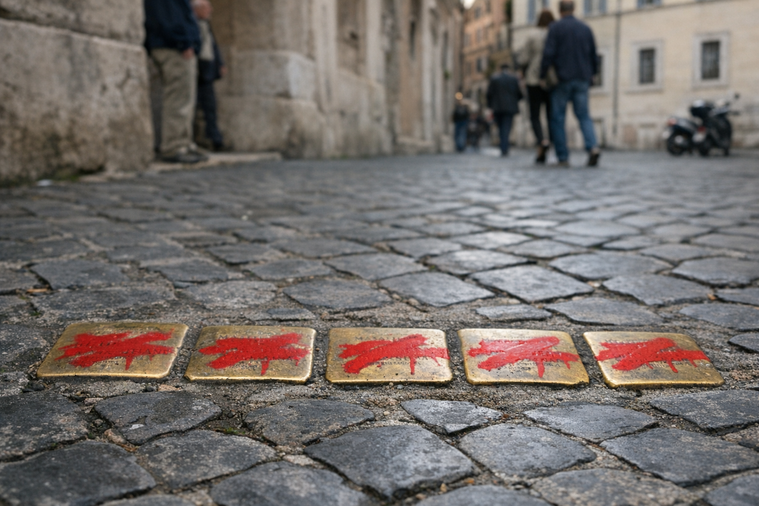 Vandalizzate a Roma le pietre d'inciampo per Spizzichino e Spagnoletto Vandalizzate a Roma le pietre d'inciampo per Spizzichino e Spagnoletto