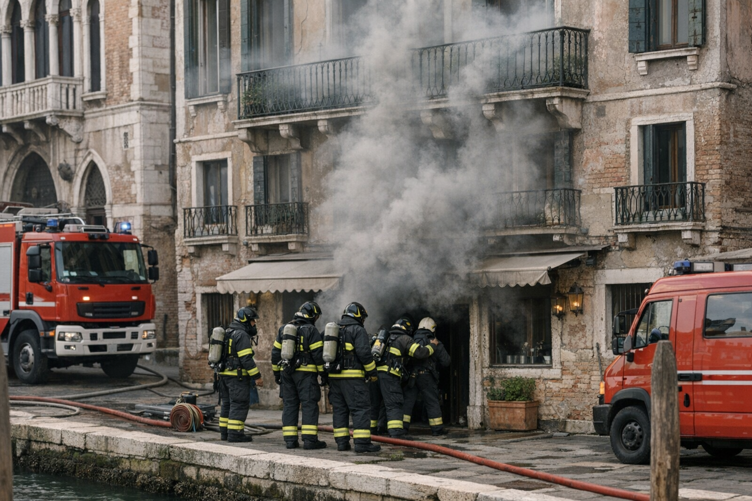 Fallo di fiamme in centro a Venezia: ristorante e albergo evacuati senza feriti