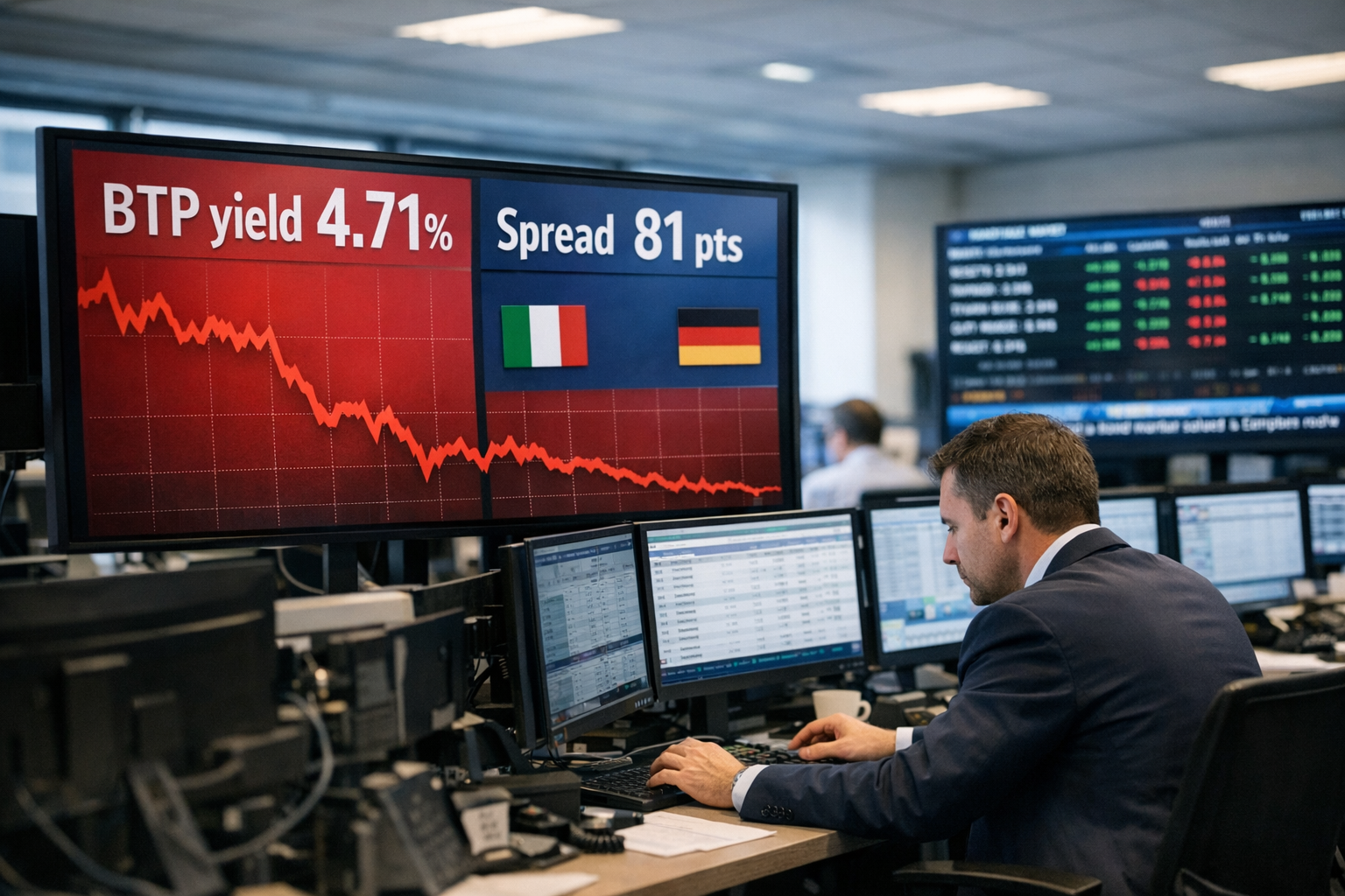 Spread stabile a 81 punti: rendimento BTP sale a 4,71% Spread stabile a 81 punti: rendimento BTP sale a 4,71%