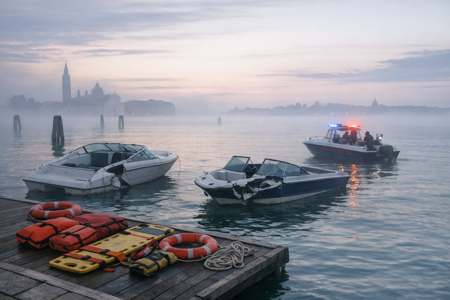 Scontro nella laguna di Venezia: muore un 25enne, moglie dispersa Scontro nella laguna di Venezia: muore un 25enne, moglie dispersa