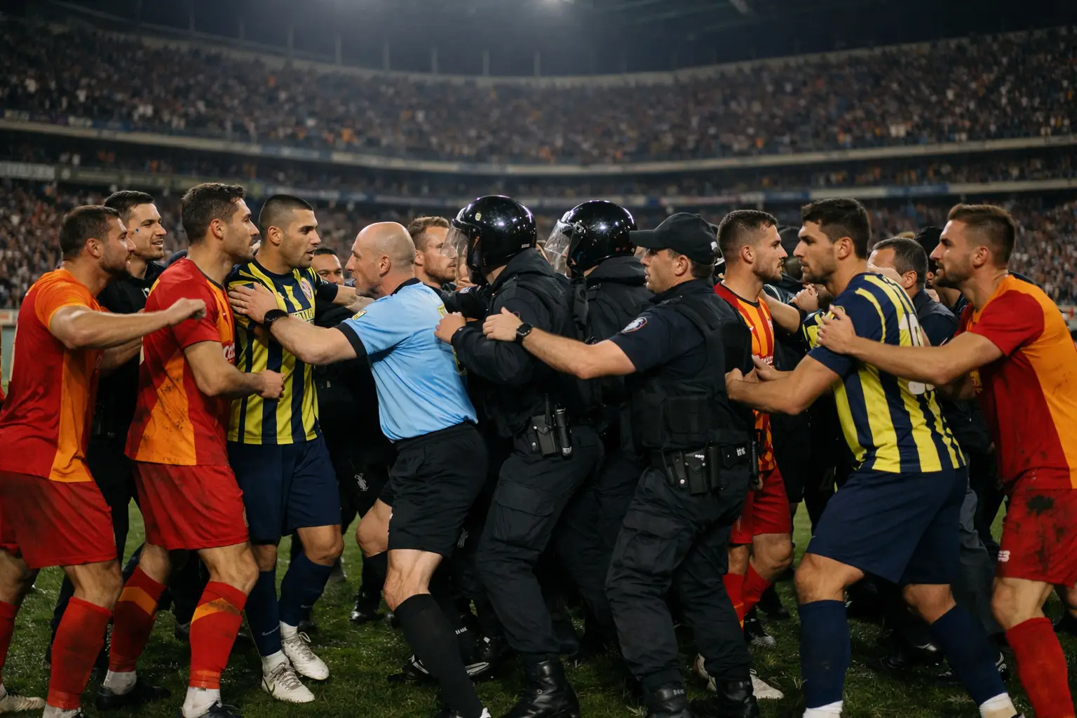 Derby di Istanbul, il Galatasaray vince ma il finale è una rissa in campo Derby di Istanbul, il Galatasaray vince ma il finale è una rissa in campo