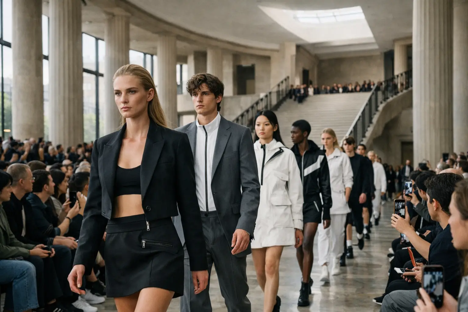 Miu Miu unisce sartoria e accenti sportivi nella passerella parigina Miu Miu unisce sartoria e accenti sportivi nella passerella parigina